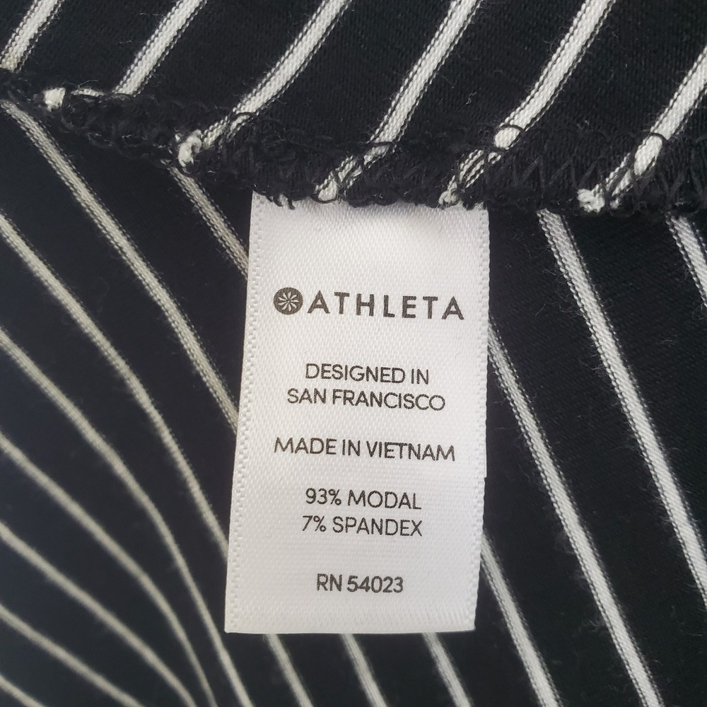 Athleta‎ Santorini Black & White High Neck Mix Stripe Knit Midi Travel Dress - Picture 11 of 13
